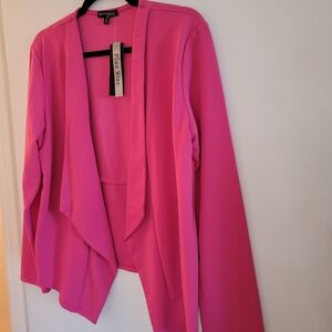 Plus Size Draped Open-Front Blazer - Pink
